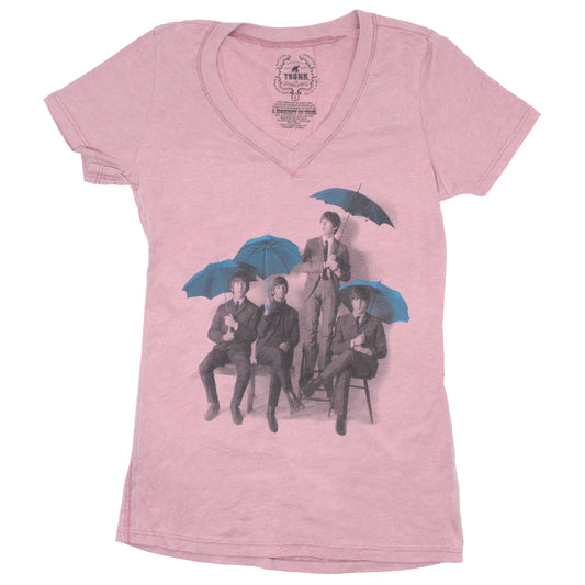 The Beatles Blue Umbrellas V-Neck Baby Doll Junior Top
