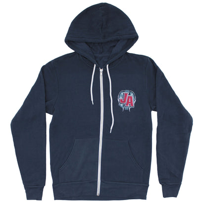 Red, White & Blue Zippered Hooded Sweatshirt
