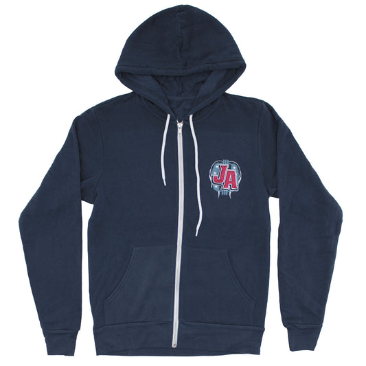 Red, White & Blue Zippered Hooded Sweatshirt