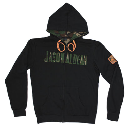 Camouflage Logo Zippered Hooded Sweatshirt