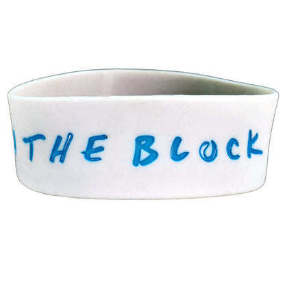 Blue On White Logo Rubber Bracelet
