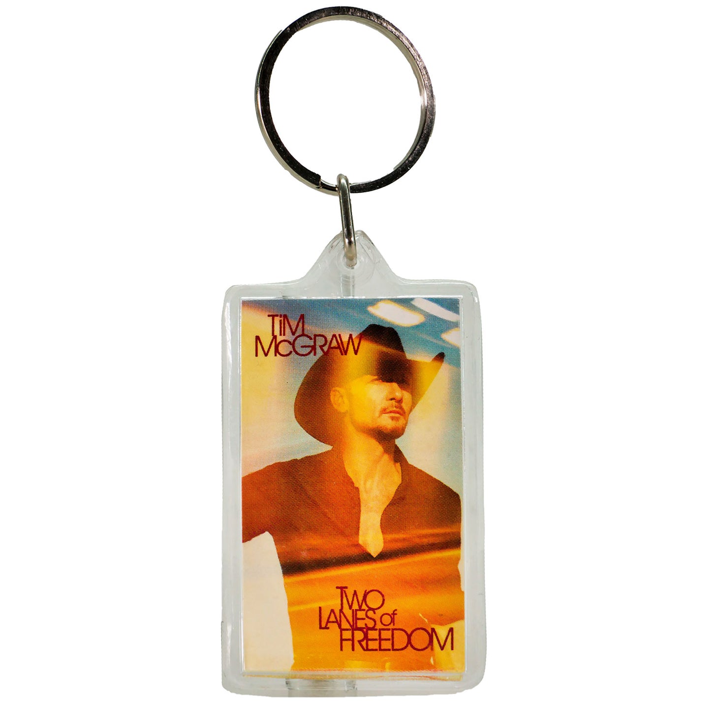 Two Lanes Of Freedom Plastic Key Chain