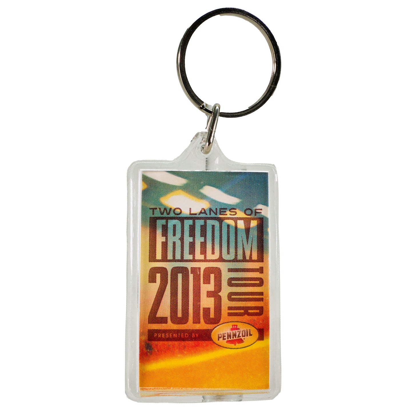 Two Lanes Of Freedom Plastic Key Chain