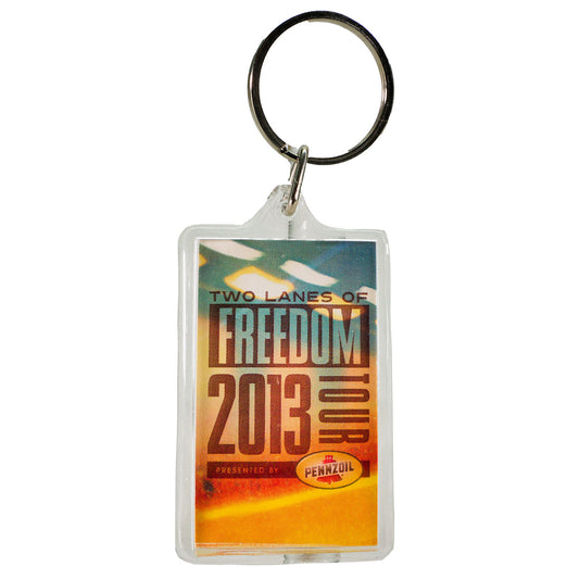 Two Lanes Of Freedom Plastic Key Chain