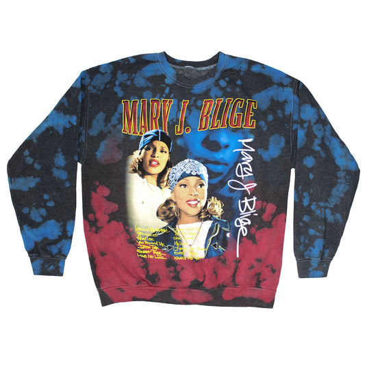 Mary J. Blige Jumbo Face Tie Dye Crew Neck Fleece Sweatshirt