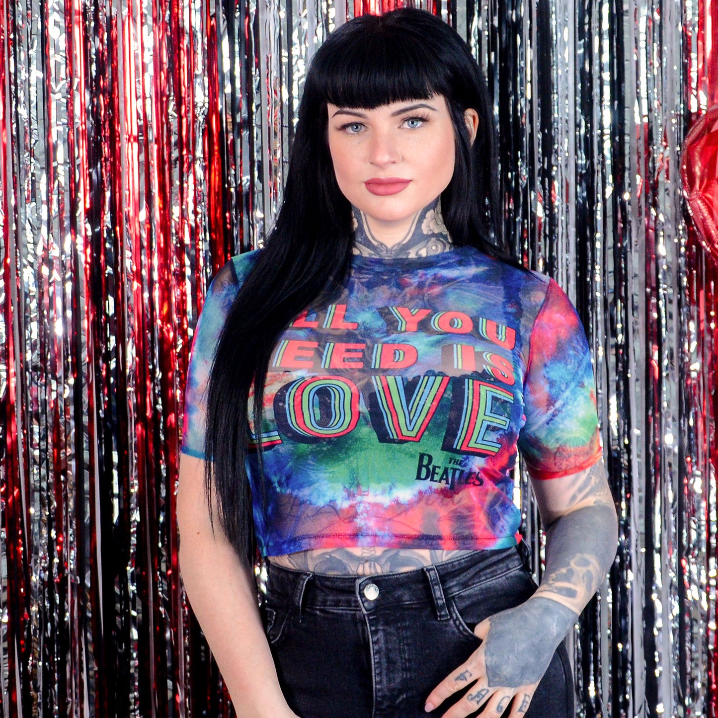 All You Need Is Love Ladies Mesh Crop Top Junior Top