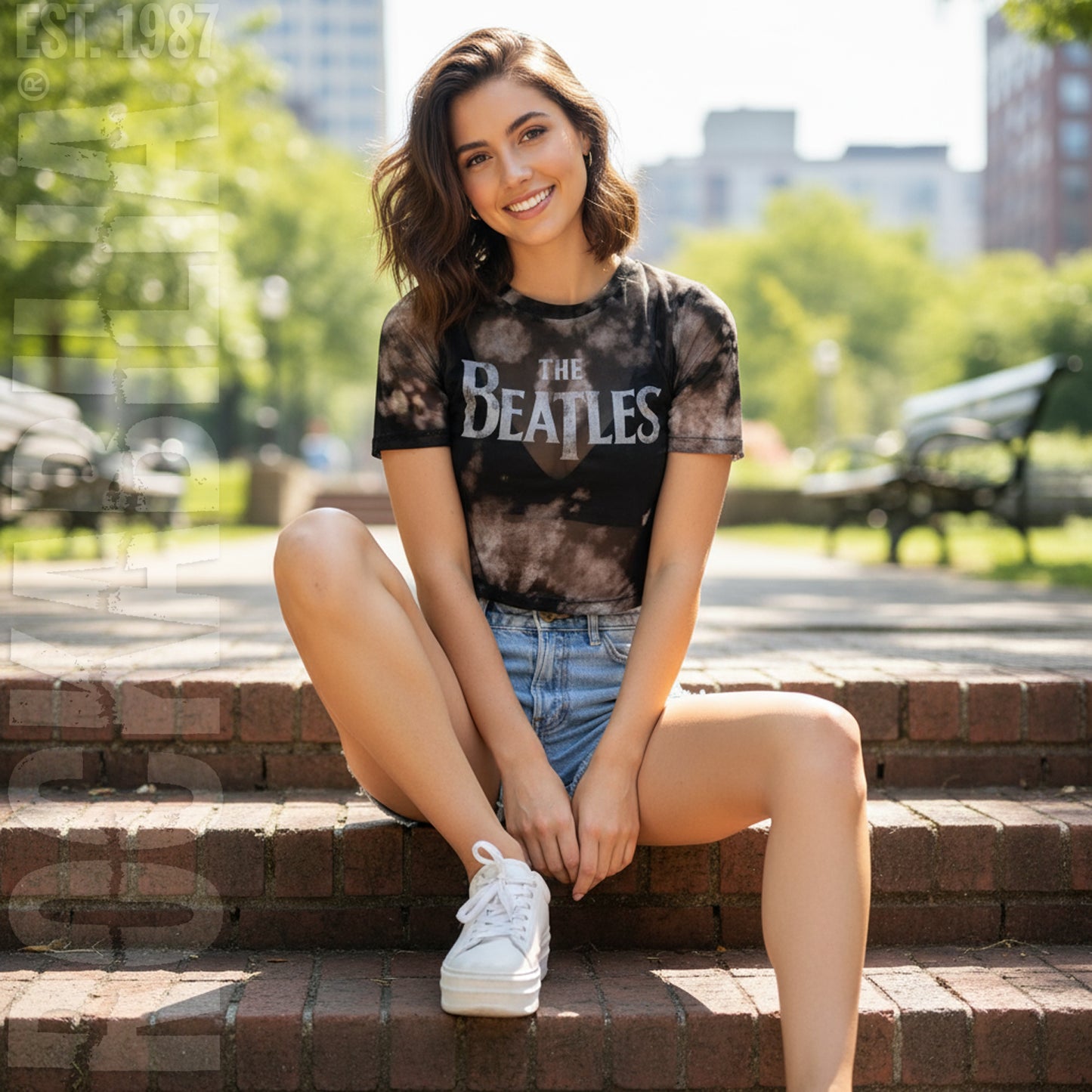 Drop T Logo Ladies Mesh Crop Top Junior Top