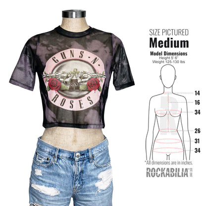 Pink Tint Bullet Logo Ladies Mesh Crop Top Junior Top