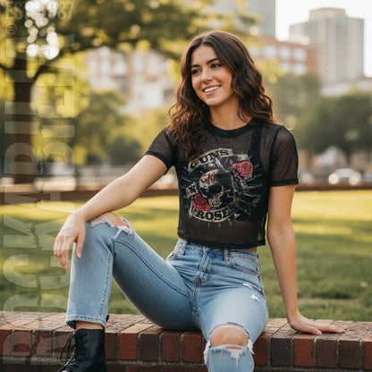 Firepower Ladies Mesh Crop Top Junior Top