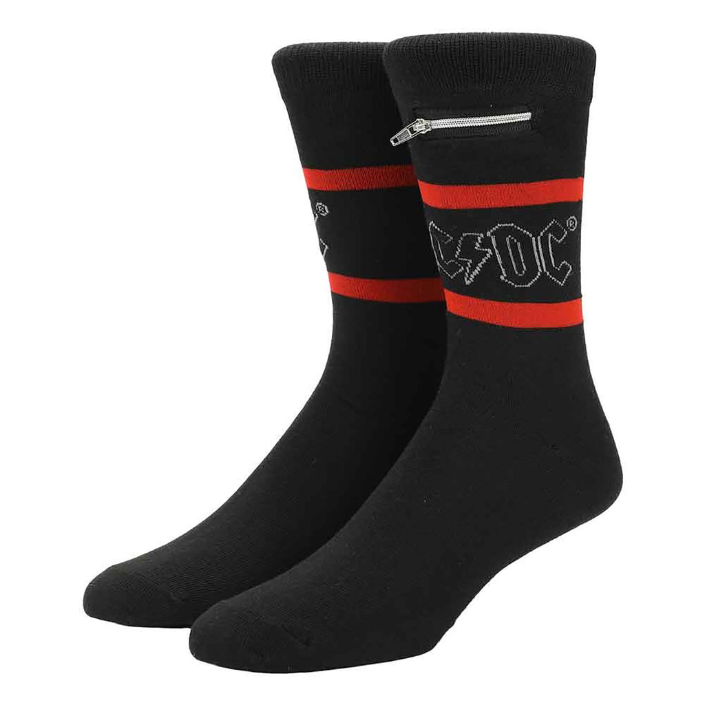 AC/DC Stash Zipper Pocket Crew Socks Socks 449945 | Rockabilia Merch Store
