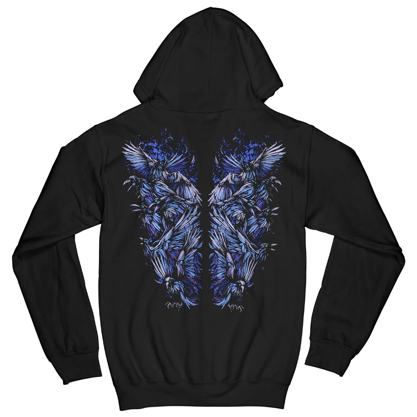 Blue Crow Wings Zippered Hooded Sweatshirt