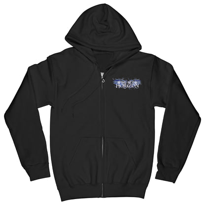 Blue Crow Wings Zippered Hooded Sweatshirt