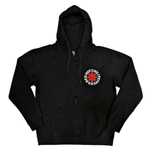 Red Asterisk Zippered Hooded Sweatshirt