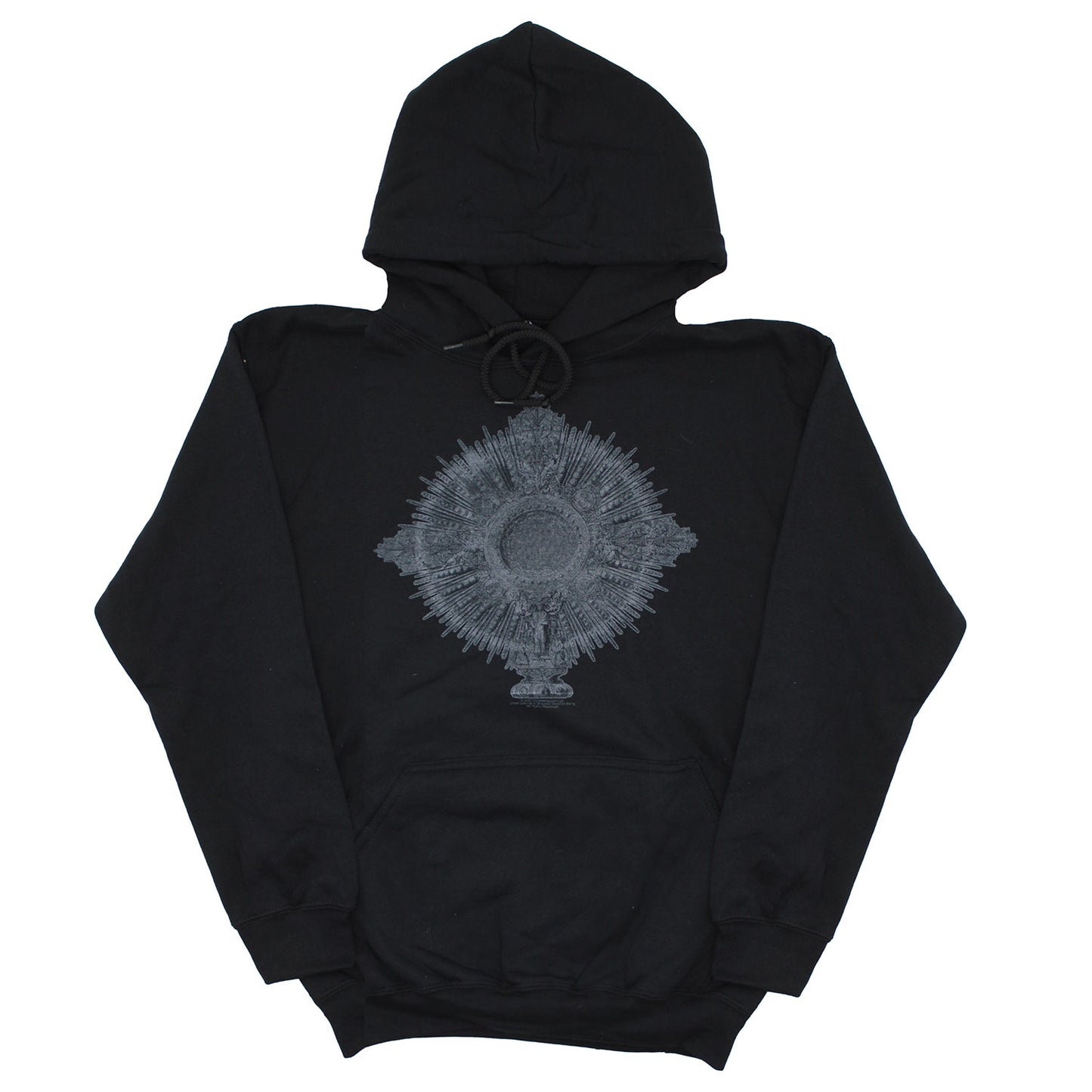 HIM Heartagram Statue With Rays & Skull On Back Of Hood Hooded Sweatshirt