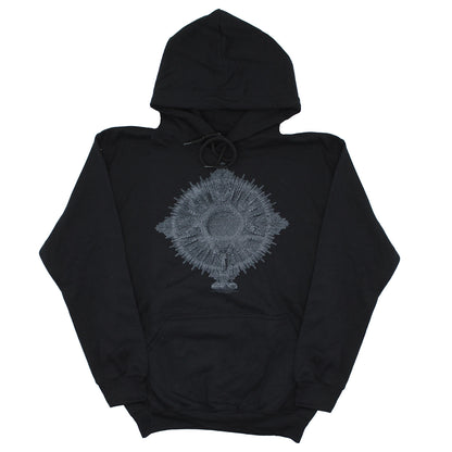 HIM Heartagram Statue With Rays & Skull On Back Of Hood Hooded Sweatshirt