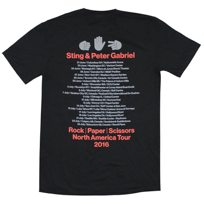Sting & Peter Gabriel Rock | Paper | Scissors North America Tour 2016 T-shirt