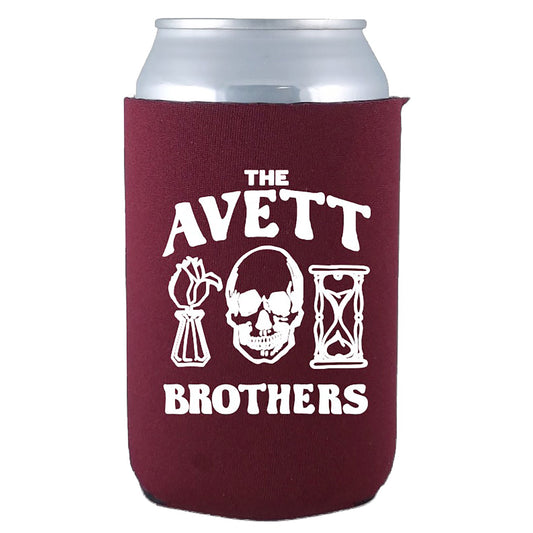 Skull Flower Hourglass - Maroon Can Cooler