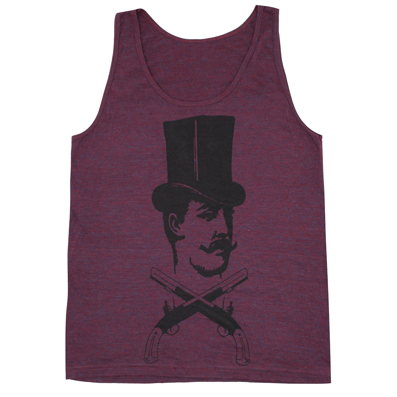 Top Hat, Mustache & Crossed Guns Mens Tank