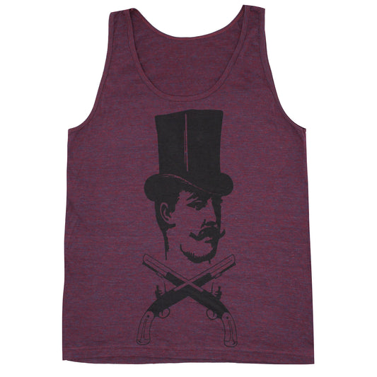 Top Hat, Mustache & Crossed Guns Mens Tank