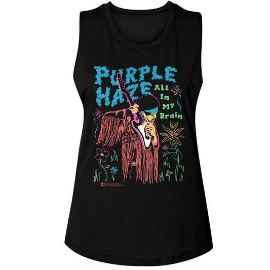 Jimi Hendrix All In My Brain Womens Tank Front