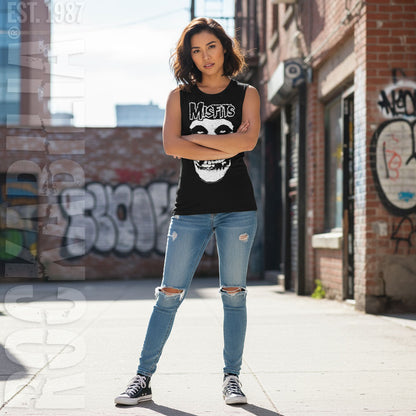 Misfits Logo Outline Skull Womens Tank