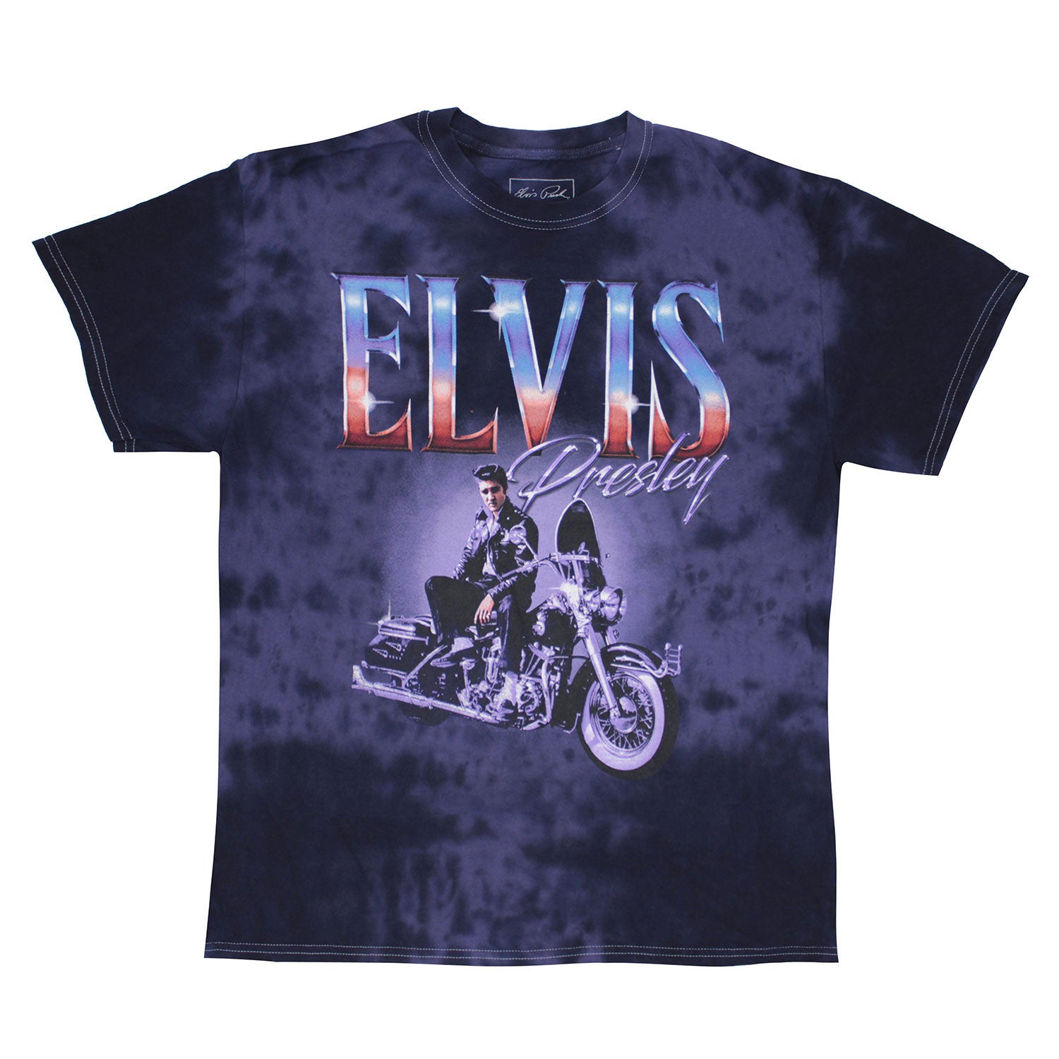 Elvis Presley Sitting On Motorcycle Tie Dye T-shirt
