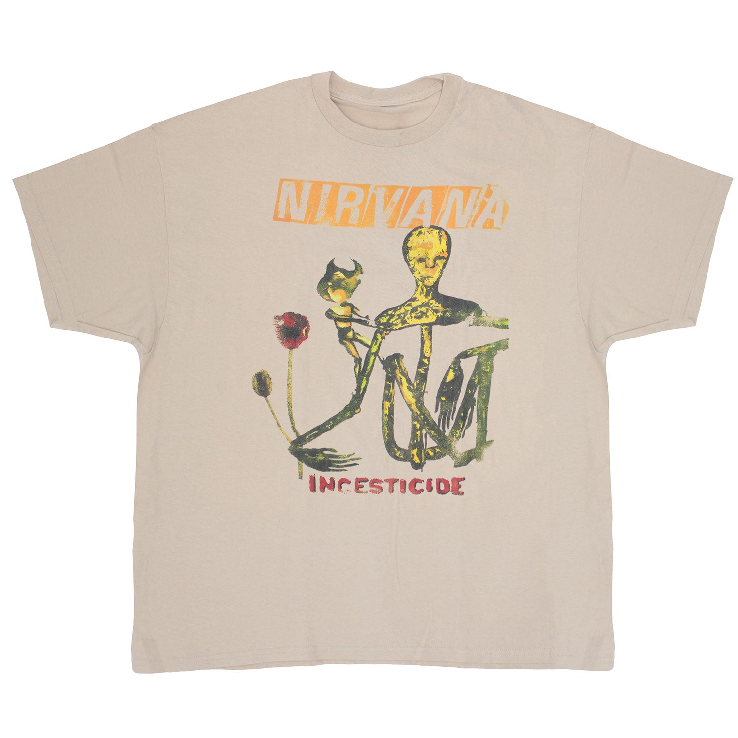 Nirvana Incesticide on Tan T-shirt
