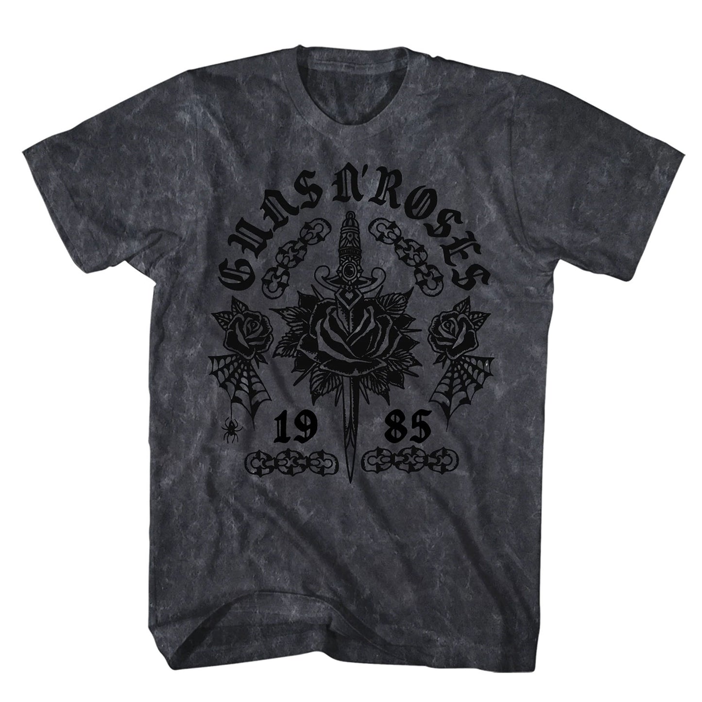 Rose Tattoo Flock Technique Black Mineral Wash T-shirt