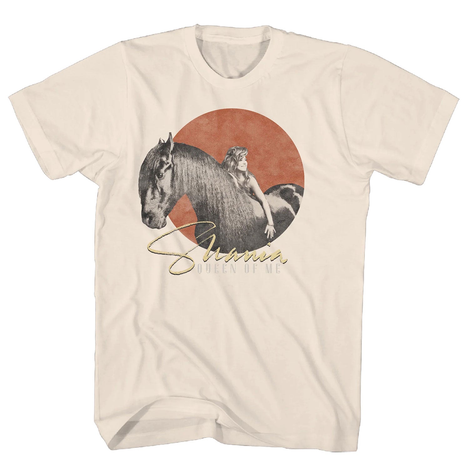 Queen Of Me Horse Distressed On Natural T-shirt