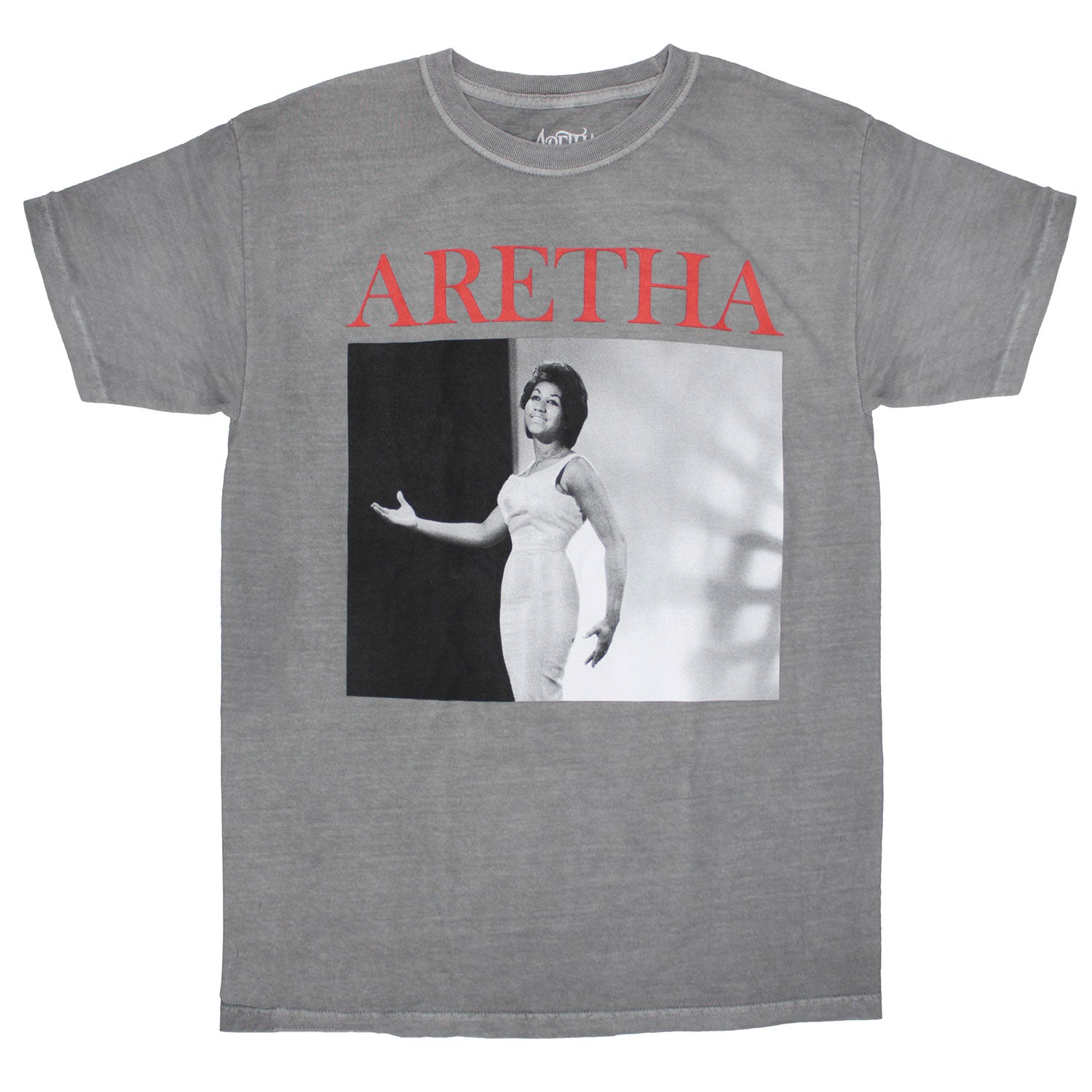 ARETHA Red Logo Above Black & White Photo T-shirt