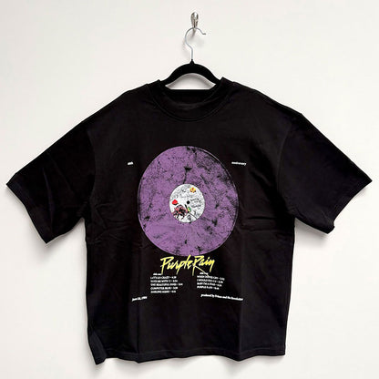 Purple Rain Disc Oversized Boxy Tee Vintage T-shirt