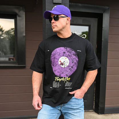 Purple Rain Disc Oversized Boxy Tee Vintage T-shirt