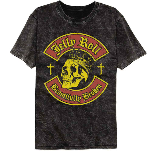 Jelly Roll Skull And Crosses Mineral Wash T-shirt