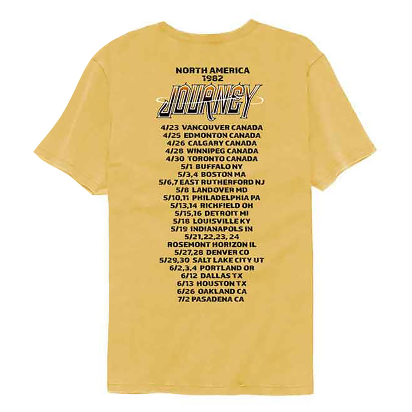 Journey 1982 Tour Dates On Back T-shirt