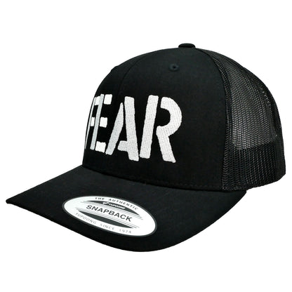 Embroidered White Logo Snapback Trucker Cap