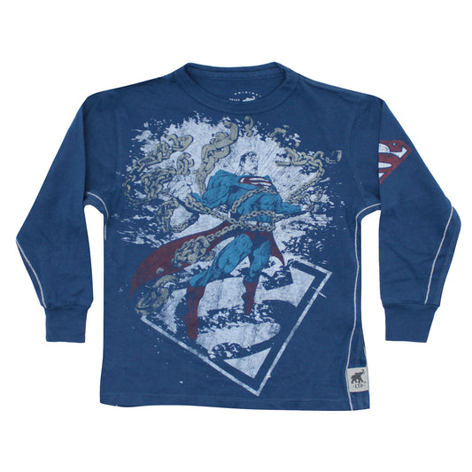 Superman Breaks Chains Super Soft Kid's Trunk Brand Longsleeve Childrens T-shirt