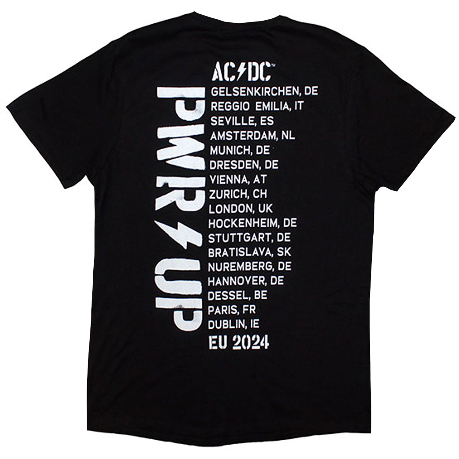 AC/DC Pwrd-up B&w Photo Eu Tour '24 T-shirt Back