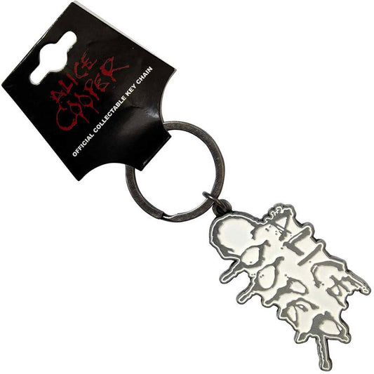 Alice Cooper Dripping Logo Silver Metal Key Chain
