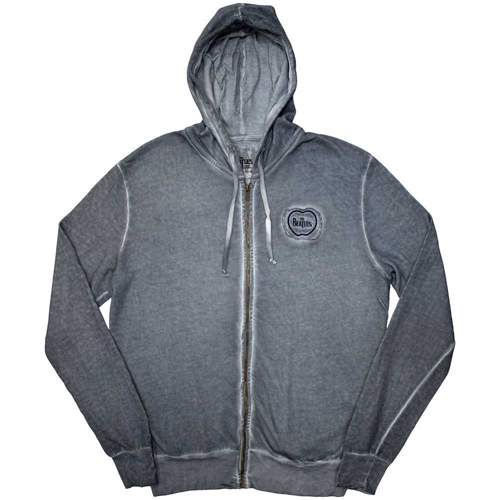 Beatles Apple Logo Stone Wash Zippered Hooded Sweatshirt
