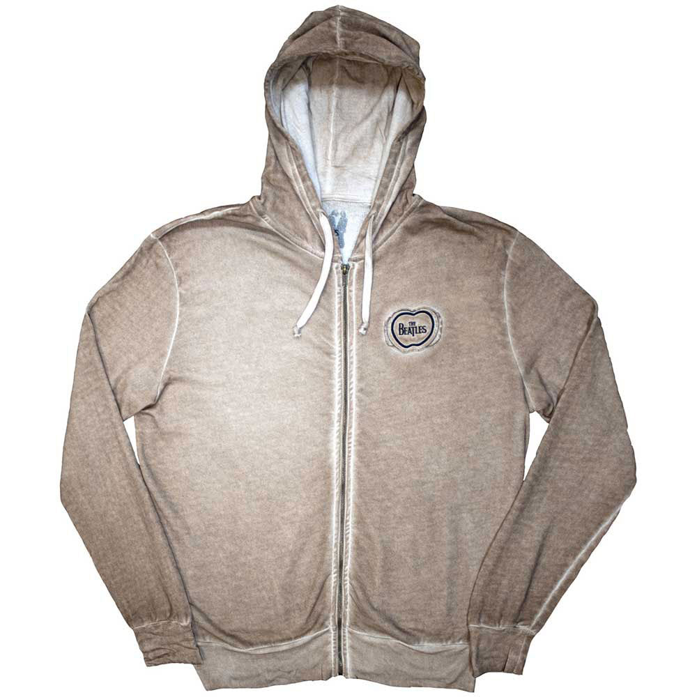 Beatles Apple Logo Stone Wash Zippered Hooded Sweatshirt