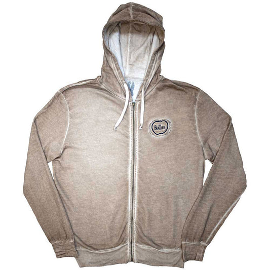 Beatles Apple Logo Stone Wash Zippered Hooded Sweatshirt