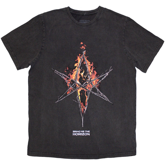 Bring Me The Horizon Flame Hex & Text Logo T-shirt Front