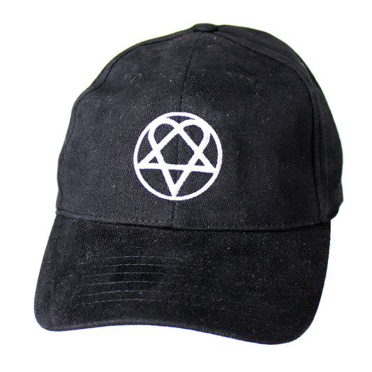 HIM Heartagram With Logo Embroidered On Back Baseball Cap Front