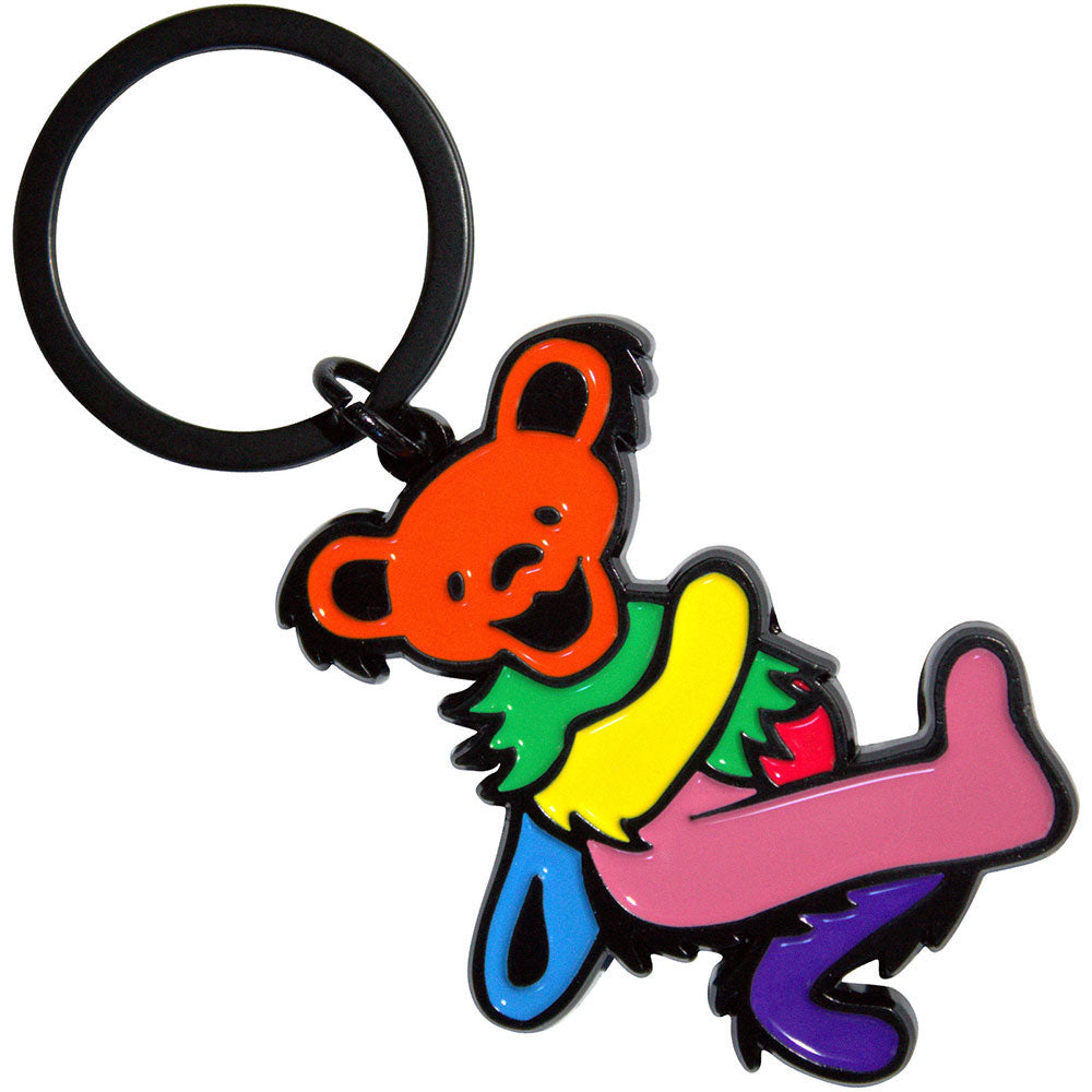 Pink Body Dancing Bear Metal Key Chain
