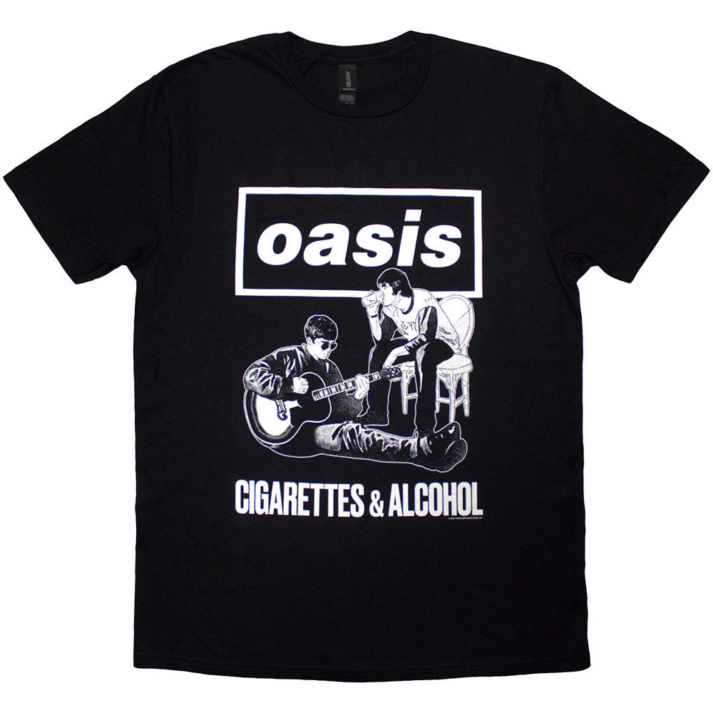 Oasis Cigarettes & Alcohol Illustration Mono T-shirt Front