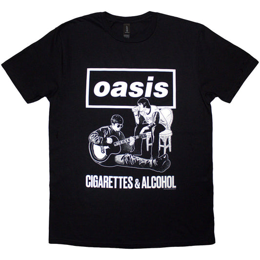 Oasis Cigarettes & Alcohol Illustration Mono T-shirt Front