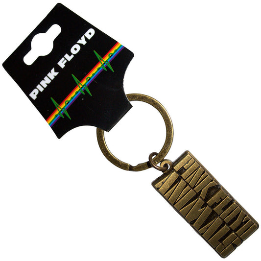 Pink Floyd Animals Gold Text Logo Metal Key Chain Front