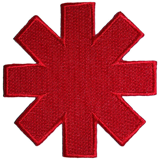 Asterisk Cut-out Red Border Woven Patch