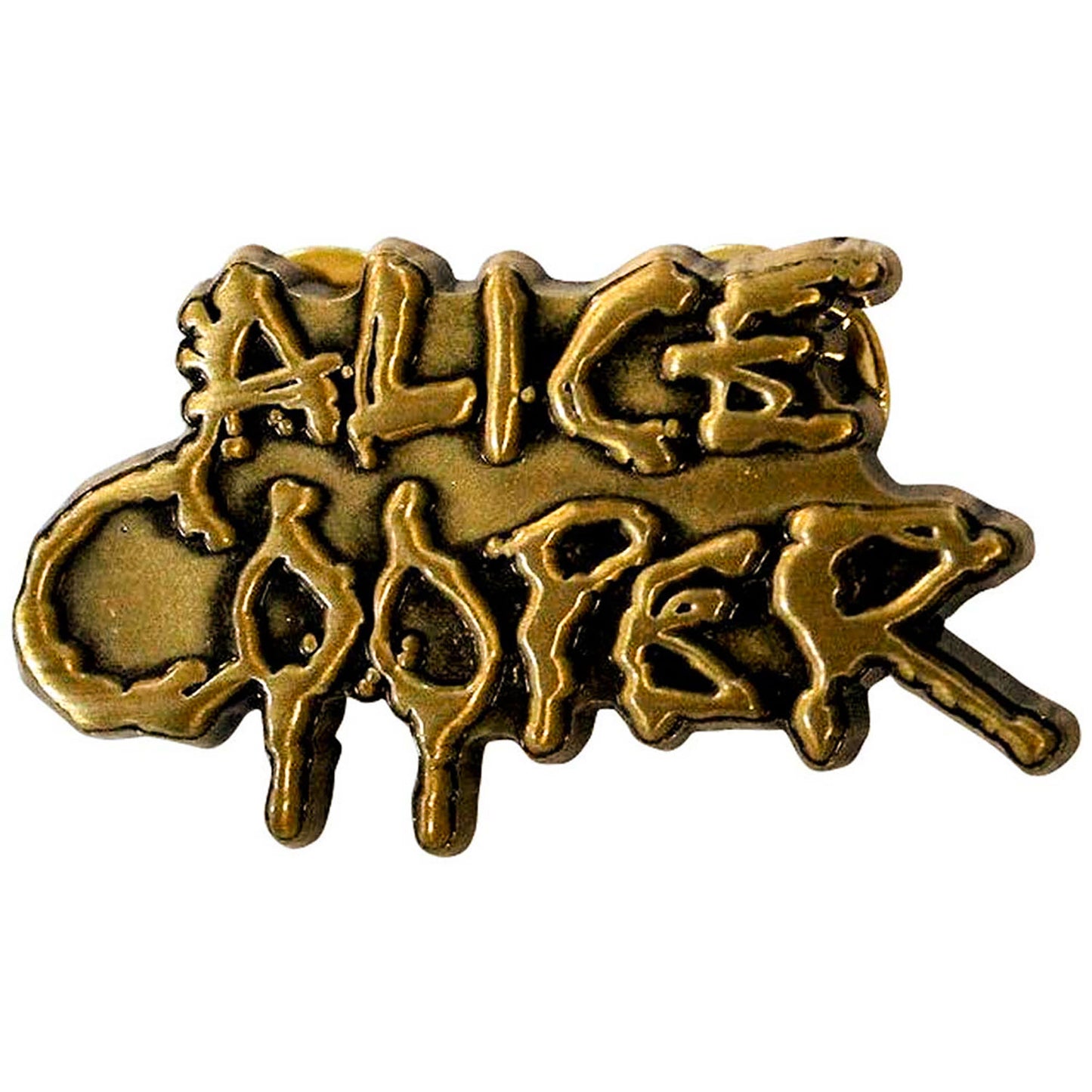 Alice Cooper Dripping Logo Gold Pewter Pin Badge