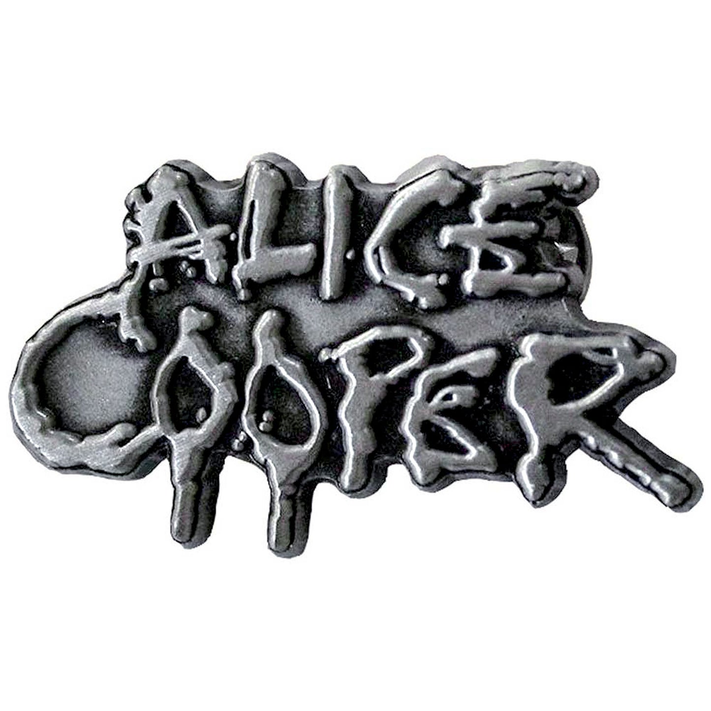 Alice Cooper Dripping Logo Silver Pewter Pin Badge